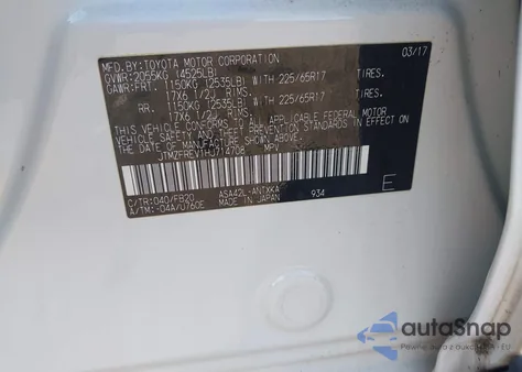 2017 Toyota Rav4 Le из США, поврежденный, VIN JTMZFREV1HJ714708